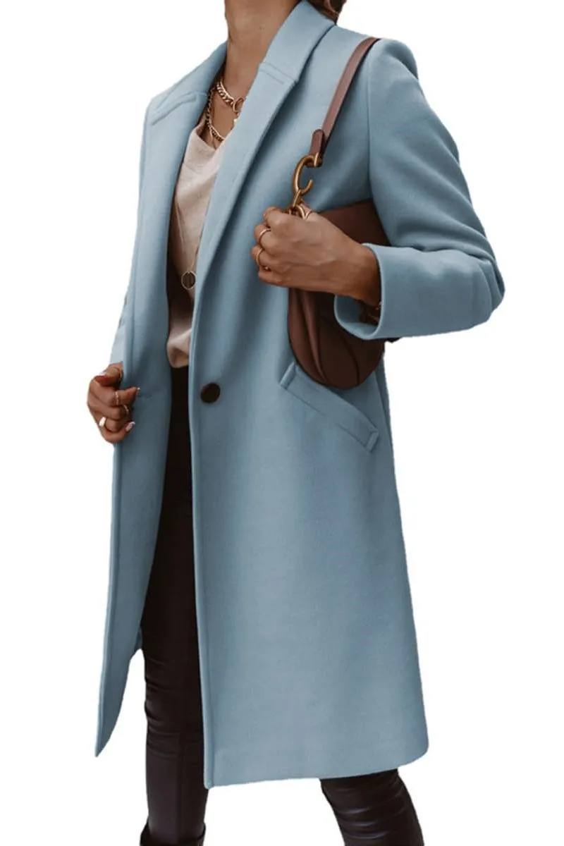 Chouyatou Women's Winter Wool Coat Shawl Collar Business Casual One Button Midi Long Pea Coat