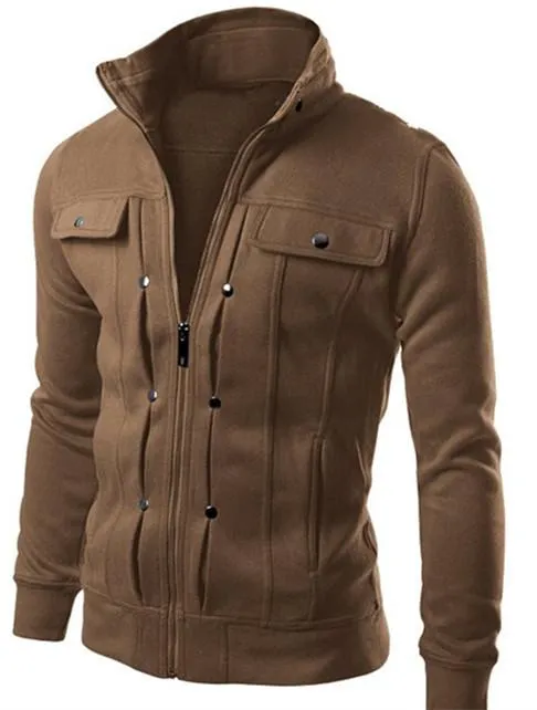 Men's Zip Up High Collar Jacket In 3 Colors!
