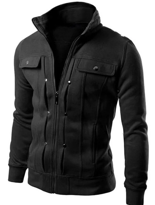 Men's Zip Up High Collar Jacket In 3 Colors!