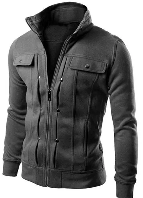 Men's Zip Up High Collar Jacket In 3 Colors!