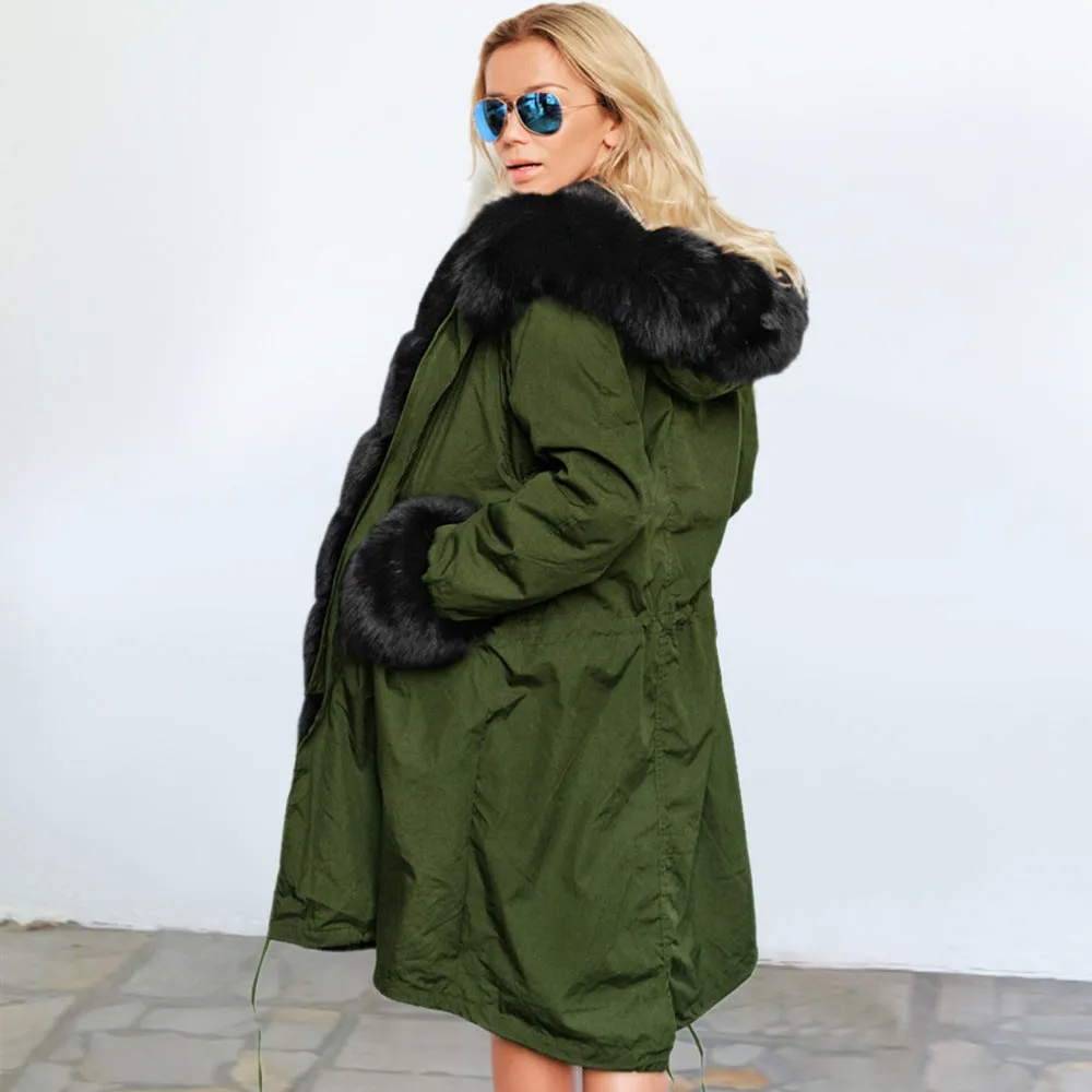 Winter Women's Jacket Hooded Coat Fur Collar Coat