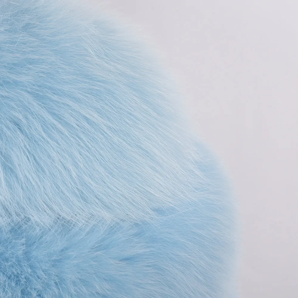 Women Real Fox Fur Full Sleeves Coat Winter Saga Fur Jacket Light Blue Outerwear